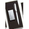 Silver Chrome Plated Money Clip with Matching Ball Point Pen in 2-Piece Box